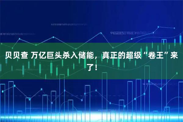 贝贝查 万亿巨头杀入储能,真正的超级“卷王”来了!